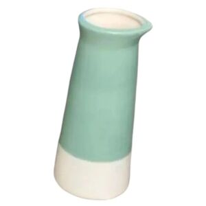 Old East Main Co Flower Market Two-Tone Ceramic Vase Container Jar Teal White